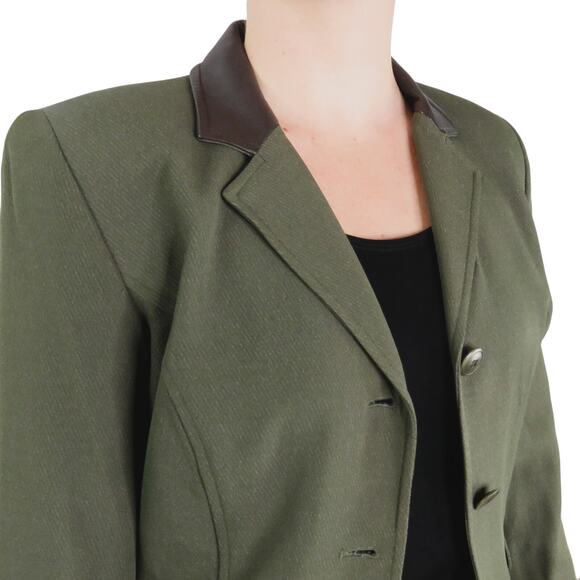 Gruppo Americano 1980s Vintage Dark Olive Green Blazer Jacket Medium Classic - Picture 6 of 7